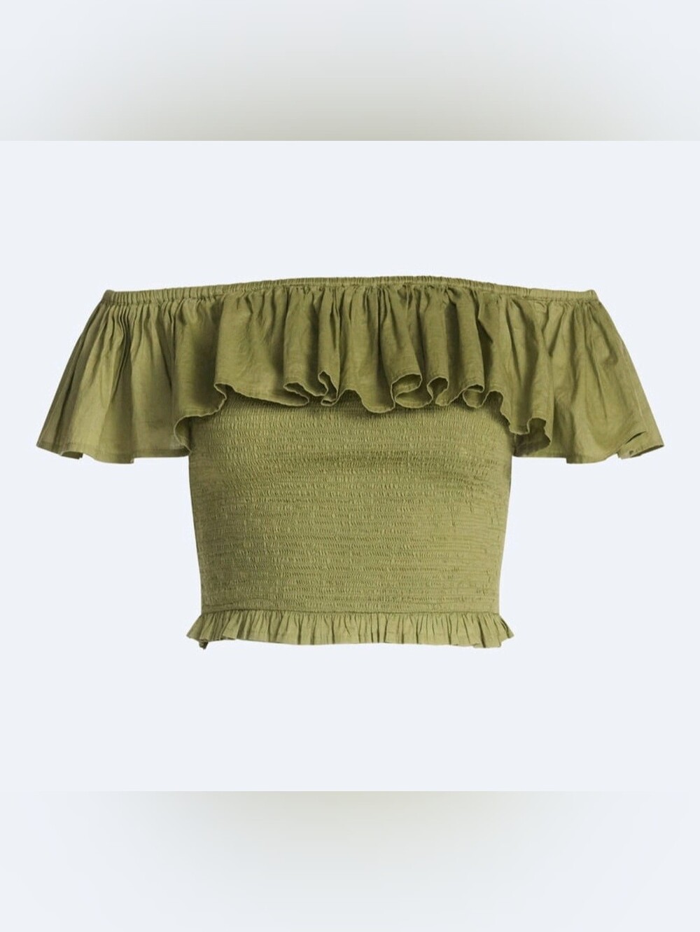 Scoop Women’s and Women’s Plus Off-the-Shoulder Smocked Ruffle Cotton Top